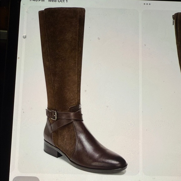 Naturalizer Chocolate Suede and Leather Upper Boots  Wide Calf 7 1/2 - Picture 4 of 9